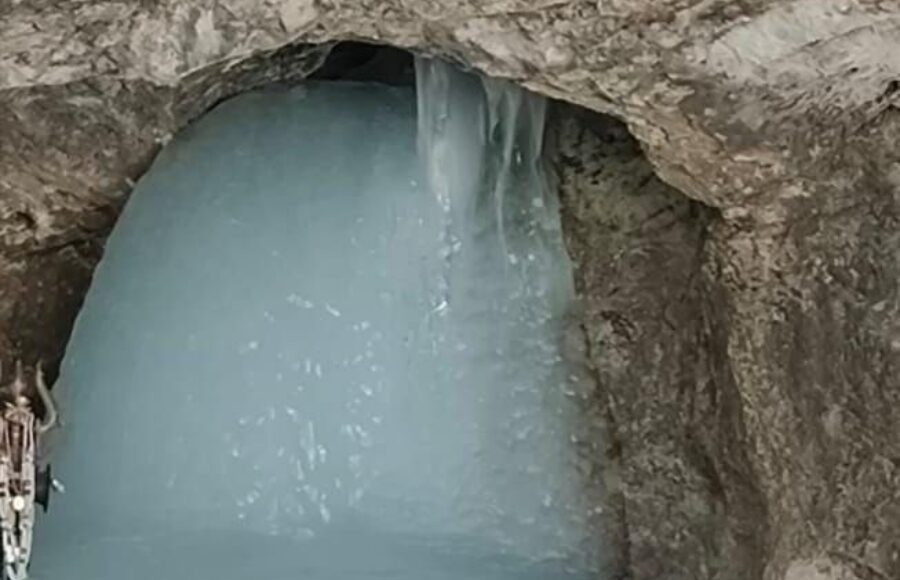 Amarnath cave 2025 first visuals of 7-feet tall Ice Shivling