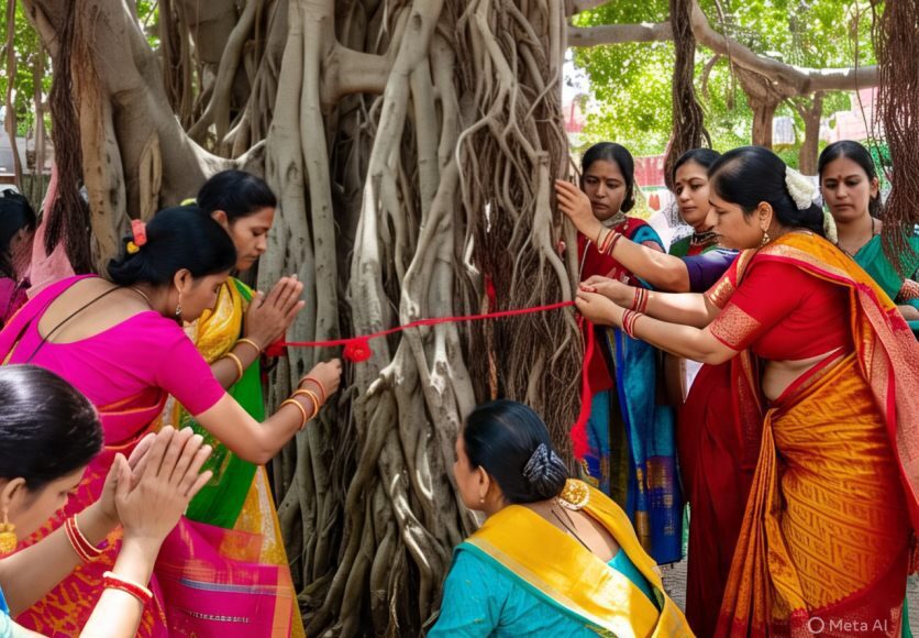 Women performing Vat Savitri Vrat under Banyan Tree on Somvati Amavasya 2025