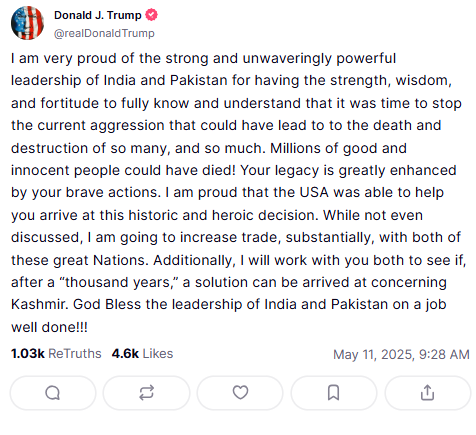 भारत-पाकिस्तान सीजफायर के बाद ट्रंप ने कश्मीर समाधान पर बयान दिया | Kashmir Issue | NationalBreaking.com
